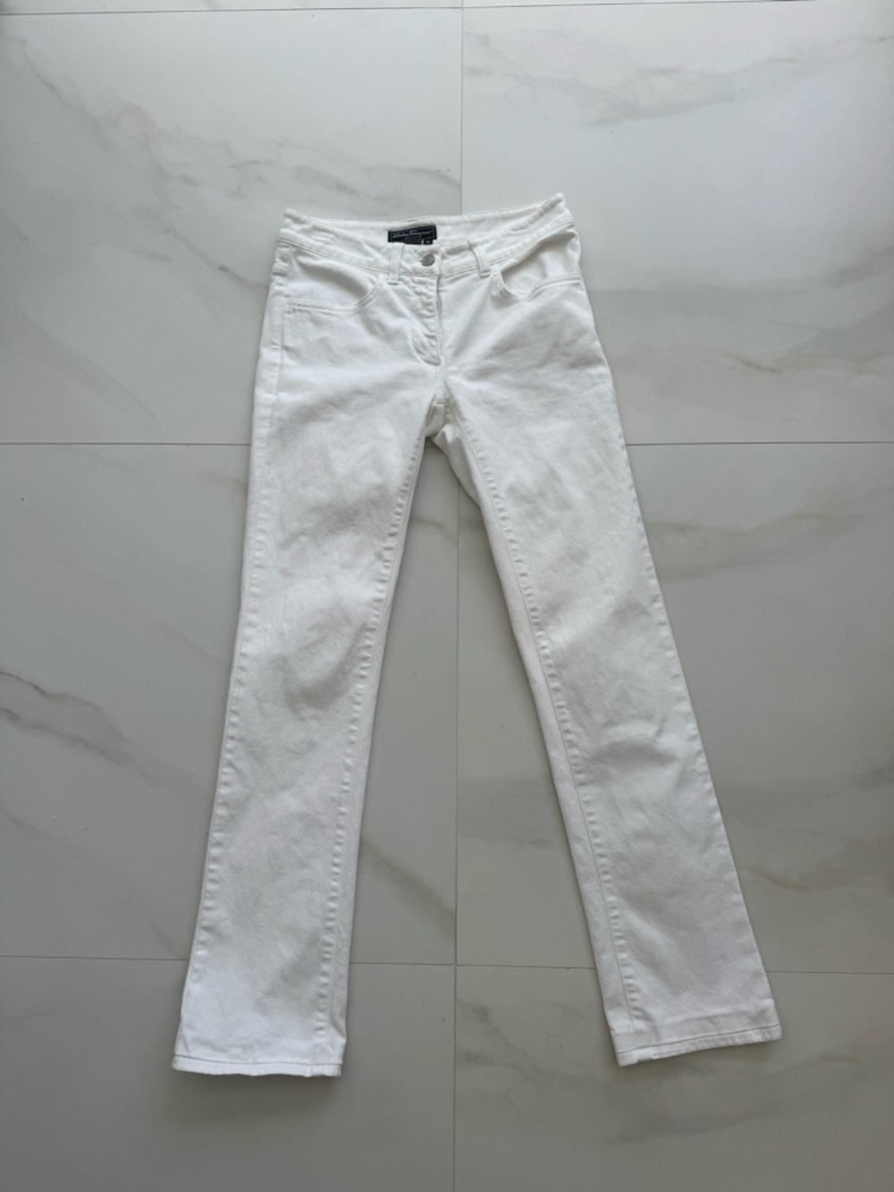 Salvatore Ferragamo White High-Rise Jeans